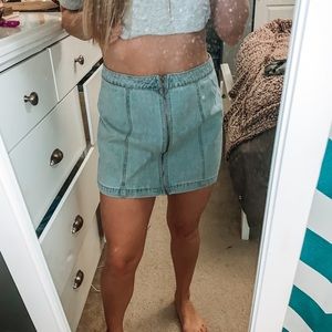 Zip Up Jean Skirt